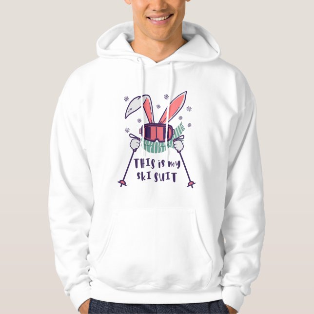 Sudadera This is my Ski Suit Skiing Rabbit with ski poles (Anverso)