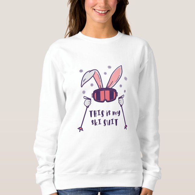 Sudadera This is my Ski Suit Skiing Rabbit with ski poles (Anverso)