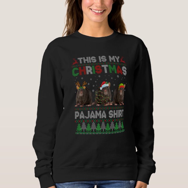 Sudadera This Is My Ugly Christmas Pajama Rat Animals (Anverso)