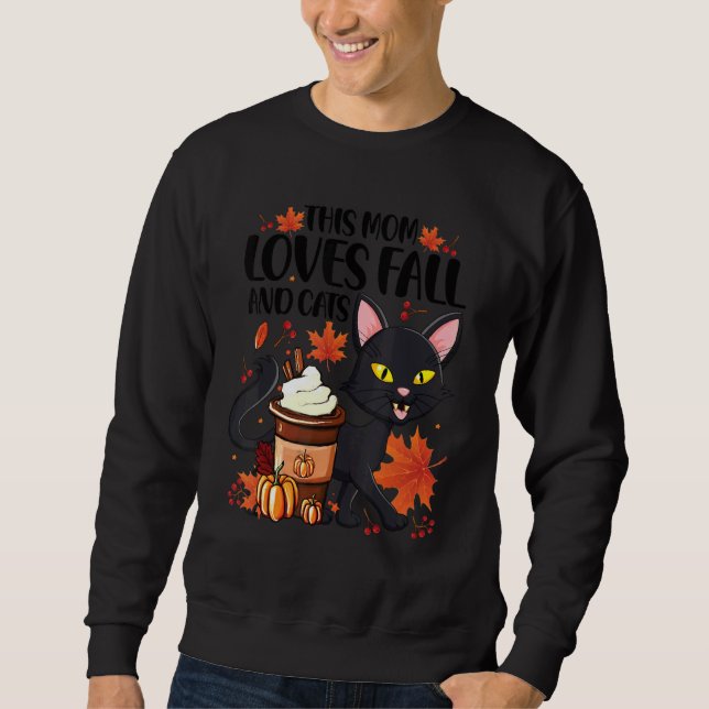Sudadera This Mom Loves Fall And Cats Tis The Season For Au (Anverso)