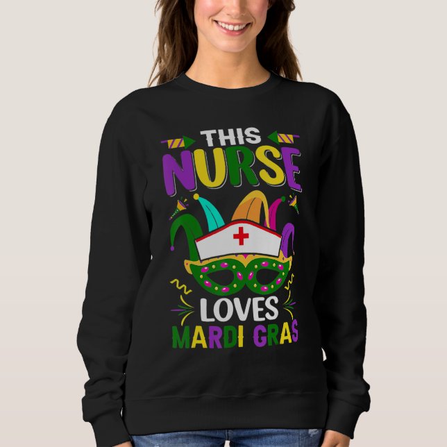 Sudadera This Nurse Loves Mardi Gras Mask Ribbons_1 (Anverso)