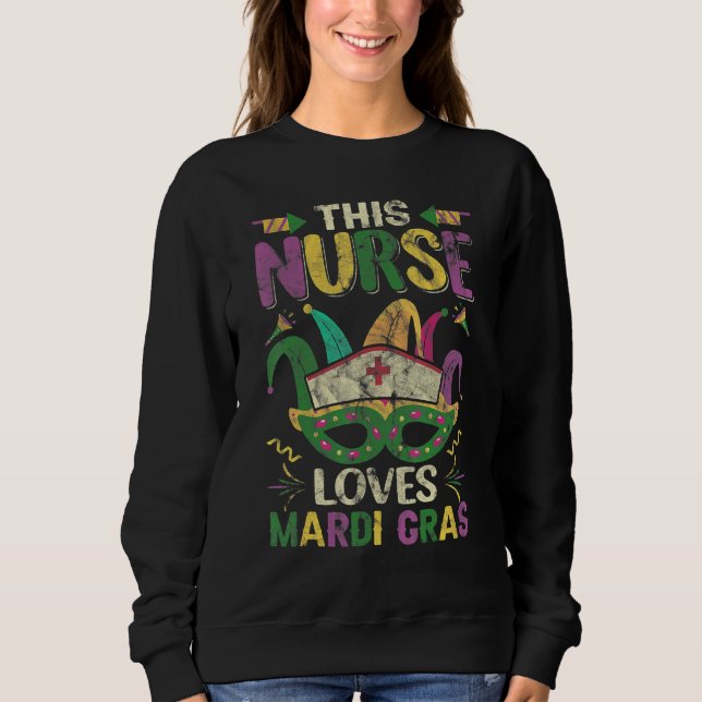 Sudadera This Nurse Loves Mardi Gras Mask Ribbons_2 (Anverso)