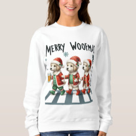 SUDADERA THREE ADORABLE CHRISTMAS DOGS MERRY WOOFMAS