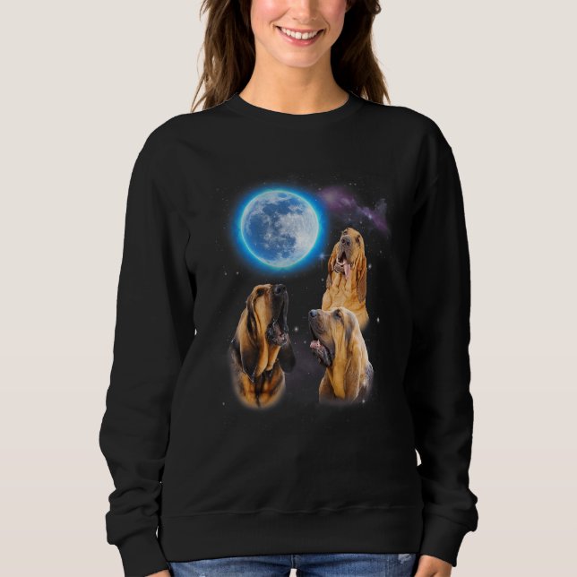Sudadera Three Bloodhound Howling At Moon   Dog  Costume (Anverso)