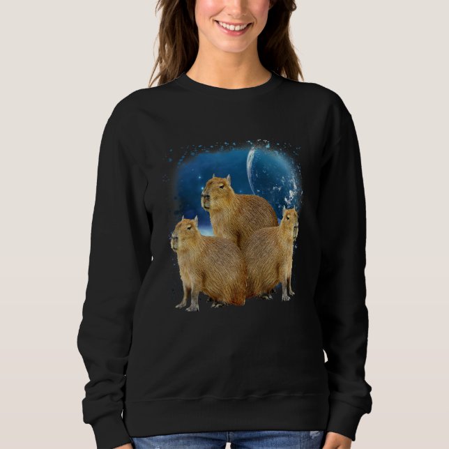 Sudadera Three Capybaras And Moon  Capybara Humor Parody 1 (Anverso)