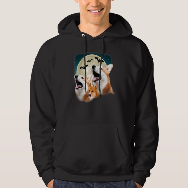 Sudadera Three Corgi Halloween and Halloween Moon (Anverso)