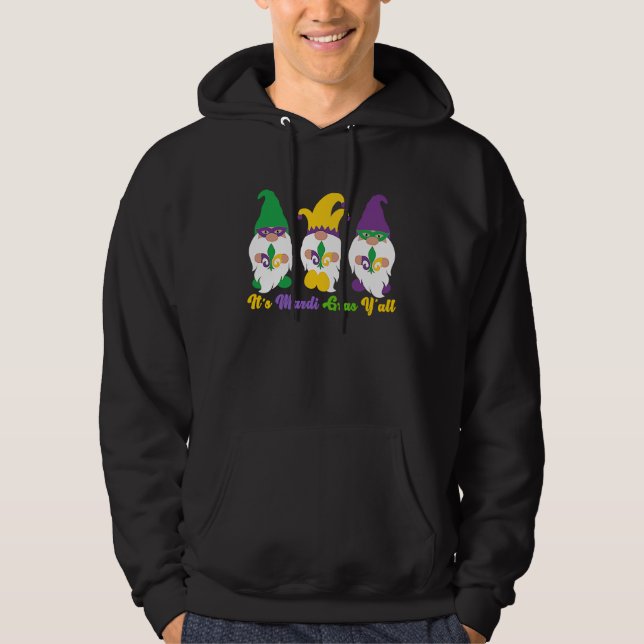 Sudadera Three Gnome Mardi Gras Peace Love  Mardi Gras Carn (Anverso)