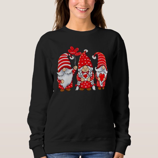 Sudadera Three Gnomes Holding Hearts Cute Valentines Day Gi (Anverso)