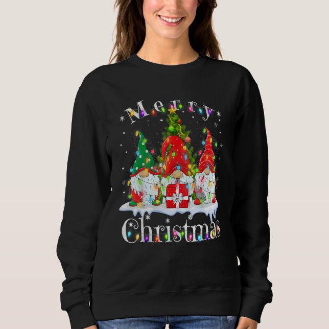 Sudadera Three Gnomes Matching Family Merry Christmas Tree  (Anverso)