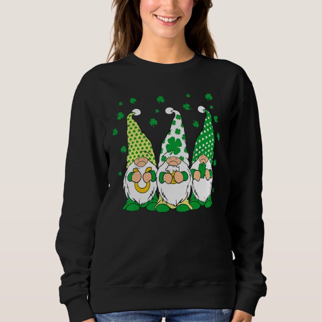 Sudadera Three Green Irish Gnomes Shamrock Clover St Patric (Anverso)