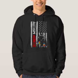 Sudadera Tía de autismo vintage con bandera estadounidense