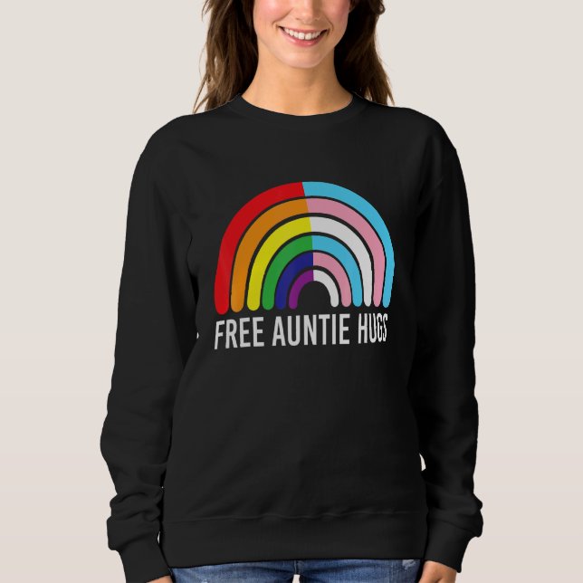 Sudadera Tía Libre Abraza La Bandera Transgénero Arcoiris L (Anverso)