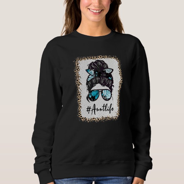 Sudadera Tía Life Bleached Auntlife Leopard Messy Bun Moth (Anverso)