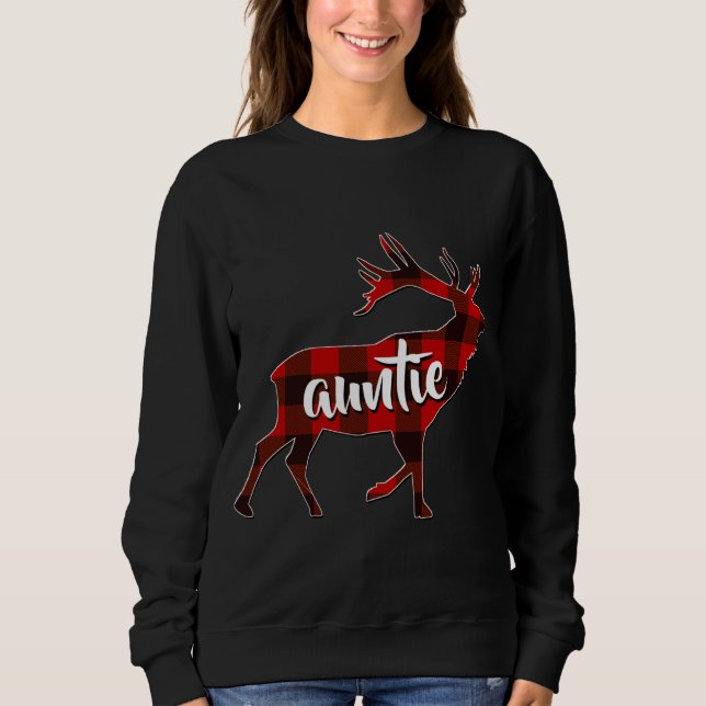 Sudadera Tía roja con cola de búfalo a juego con reno famil (Anverso)