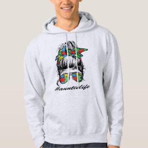 Sudadera Tía Vida Autismo Conciencia Desordenada Chica Bun