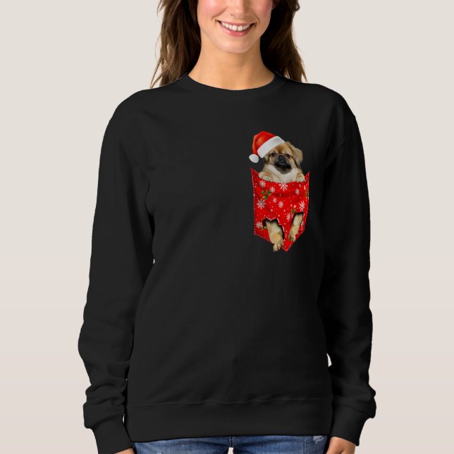 Sudadera Tibetan spaniel Christmas Pocket for Tibet dog (Anverso)