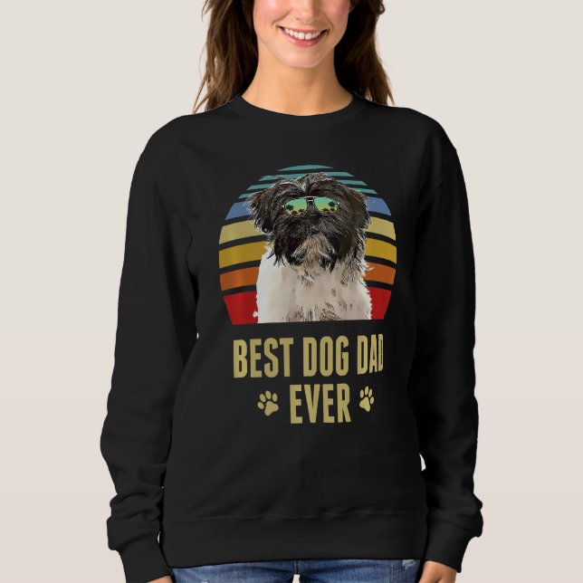 Sudadera Tibetano más Terrier mejor perro papá jamás retro  (Anverso)