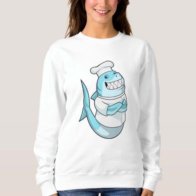 Sudadera Tiburón como chef con delantal de cocina (Anverso)