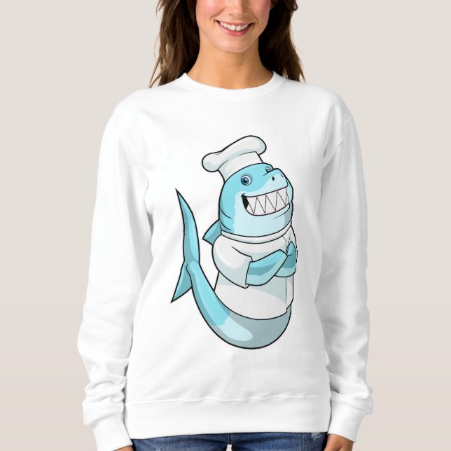 Sudadera Tiburón como chef con delantal de cocina (Anverso)