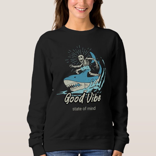 Sudadera Tiburón de surf de esqueleto Buen ambiente de océa (Anverso)