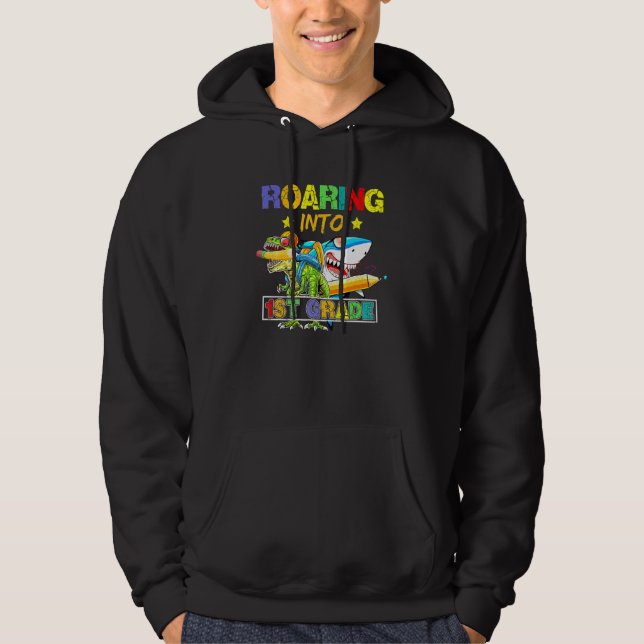 Sudadera Tiburón dinosaurio vuelve a primer grado a Scho (Anverso)