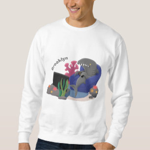 Sudadera Tiburón divertido viendo caricatura de TV