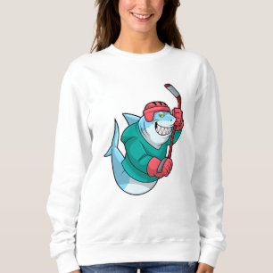 Sudadera Tiburón en hockey sobre hielo con palo de hockey s