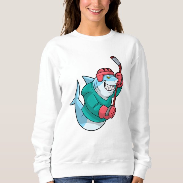 Sudadera Tiburón en hockey sobre hielo con palo de hockey s (Anverso)