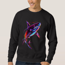 Sudadera Tiburón Neon Vibrante Océano Digital Moderno