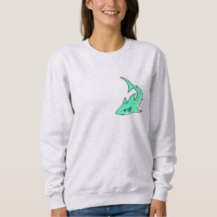 Sudadera tiburón sonriente de dibujos animados azul verde m