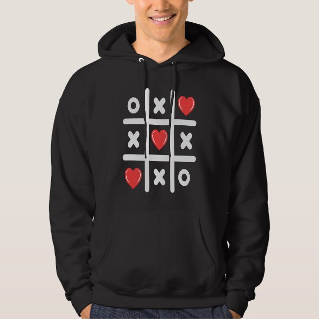 Sudadera Tic Tac Toe 3 in a Row  Valentines Day Womens Men  (Anverso)