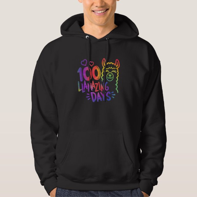 Sudadera Tie Dye 100 Days of School Shirt Teachers 100 Llam (Anverso)