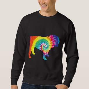 Sudadera Tie Dye Dog Hippie Bulldog inglés retro cachorro