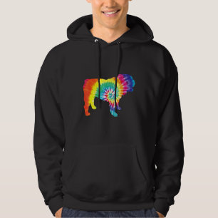 Sudadera Tie Dye Dog Hippie Bulldog inglés retro cachorro