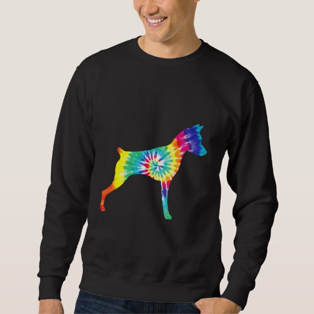Sudadera Tie Dye Dog Hippie Pinscher Puppy Retro (Anverso)