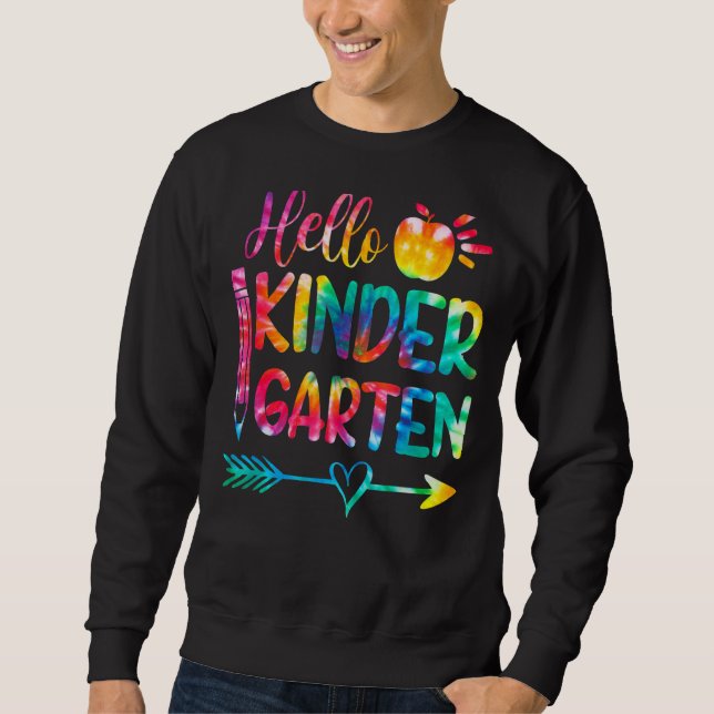 Sudadera Tie Dye Hello Profesor De Jardines De Niños Primer (Anverso)