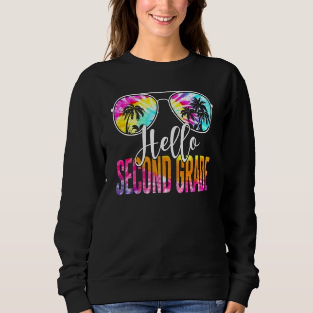 Sudadera Tie Dye Hello Profesor De Segundo Grado Primer Día (Anverso)