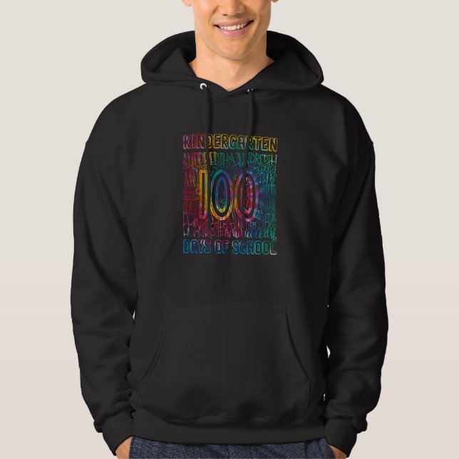 Sudadera Tie Dye Kindergarten Typography 100 Days Of School (Anverso)