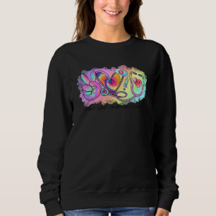 Sudadera Tie Dye Peace Love Healthcare Worker Stethoscope N