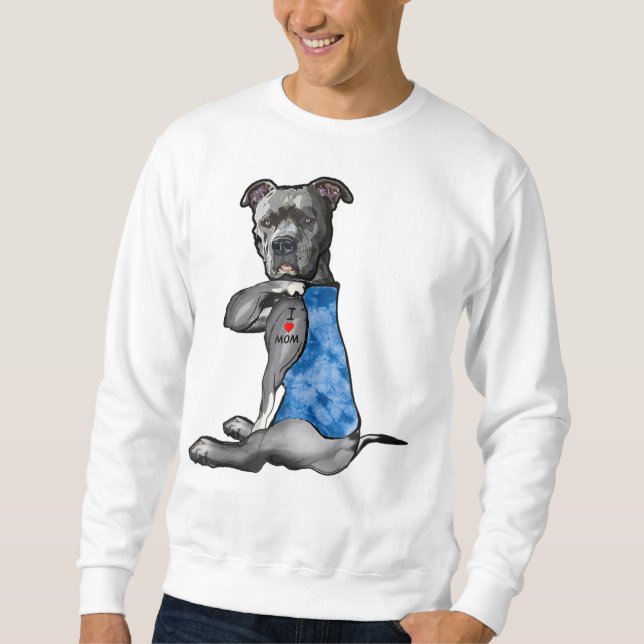 Sudadera Tie Dye PitBull - Amo a mamá Pitbull Tattoo Madre (Anverso)