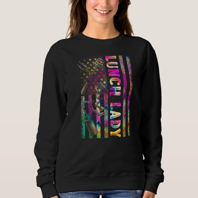 Sudadera Tie Dye Uu Flag Lunch Lady De Vuelta A School Chef (Anverso)