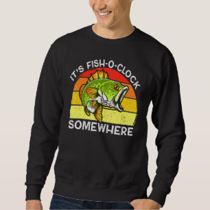 Sudadera Tiempo De Oreloj De Pescado Para Pescar Bass Vinta