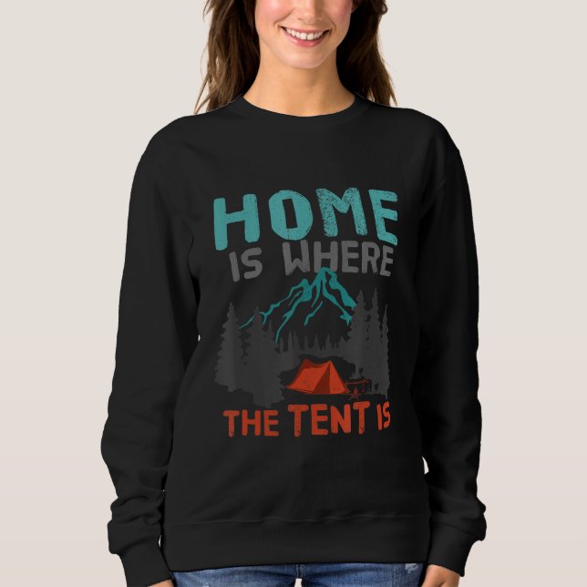 Sudadera Tiendas de campaña de invierno, camping, montañas, (Anverso)