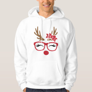 Sudadera Tierno Reno Cara Corbata Roja Lazos Con Gafas Cris
