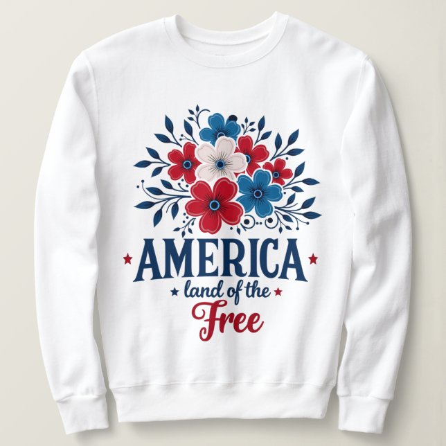 Sudadera Tierra de los libres en Estados Unidos - Floral bl (Anverso del diseño)