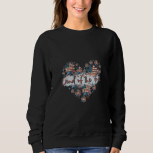 Sudadera Tierra de Mujeres de la Bandera USA Libre Corazón