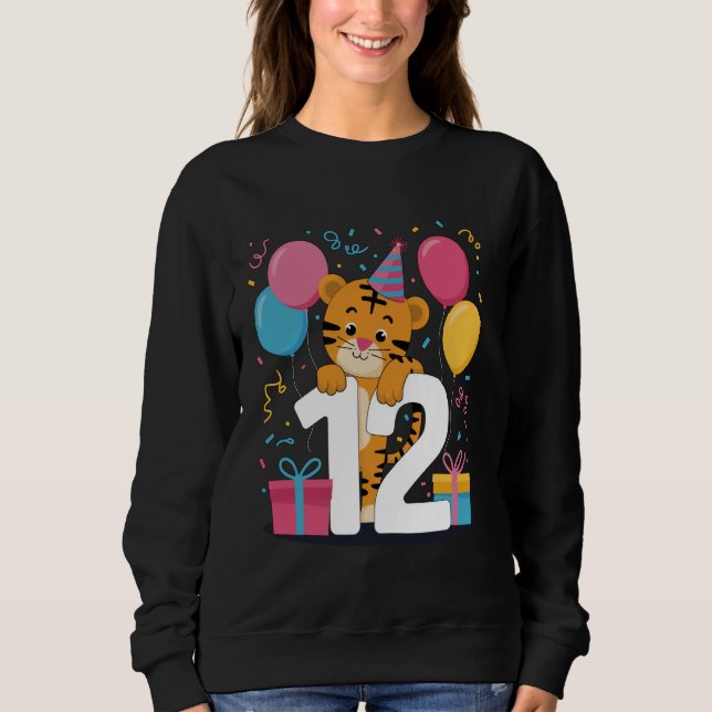 Sudadera Tiger 12th birthday for boy girl 12 years old twel (Anverso)