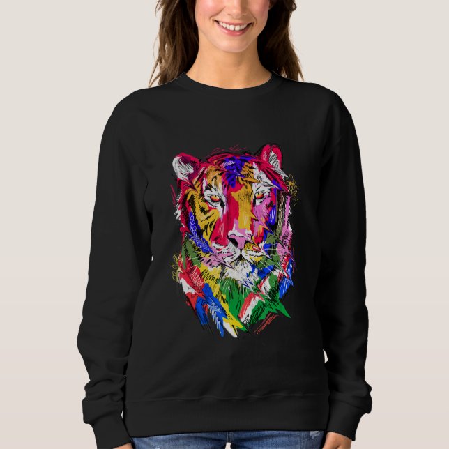 Sudadera Tiger animal motif, colourful animal print art (Anverso)