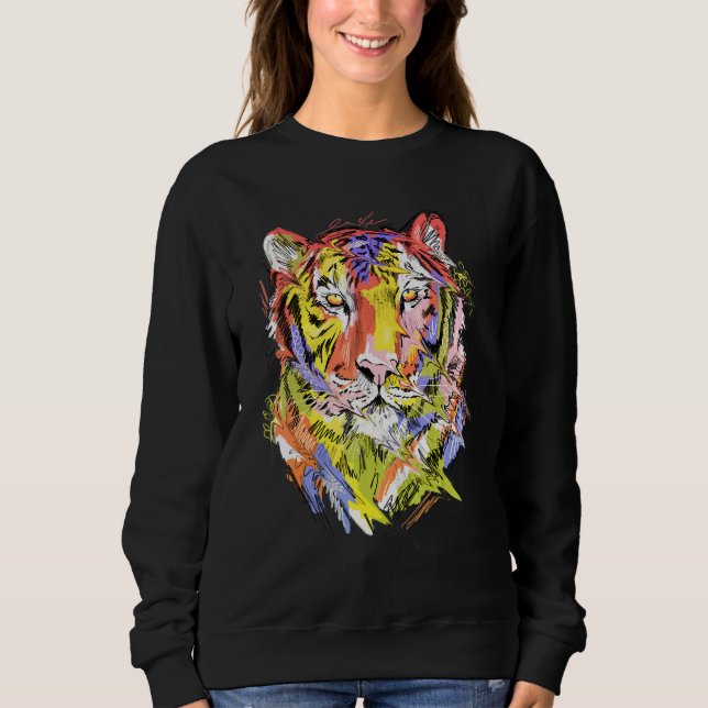 Sudadera Tiger colourful animal art animal lovers (Anverso)