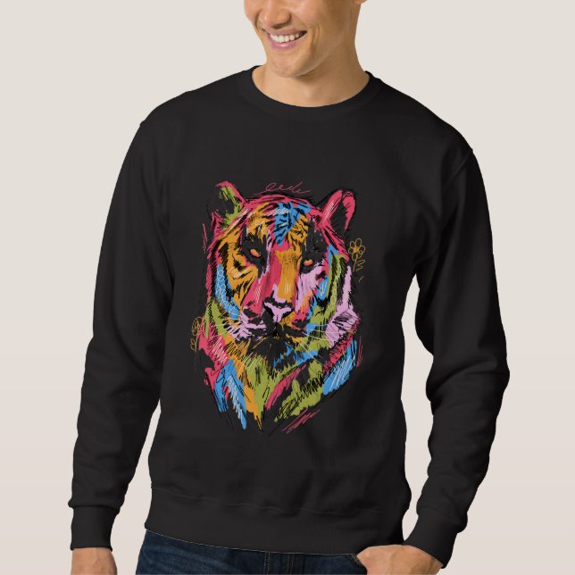 Sudadera Tiger Colourful Art Animal Lover Animal (Anverso)